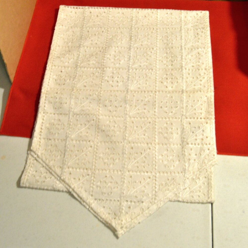 Jabara Lace Table Runner White Woven Cotton Fabric Dining Table 13” x 72”